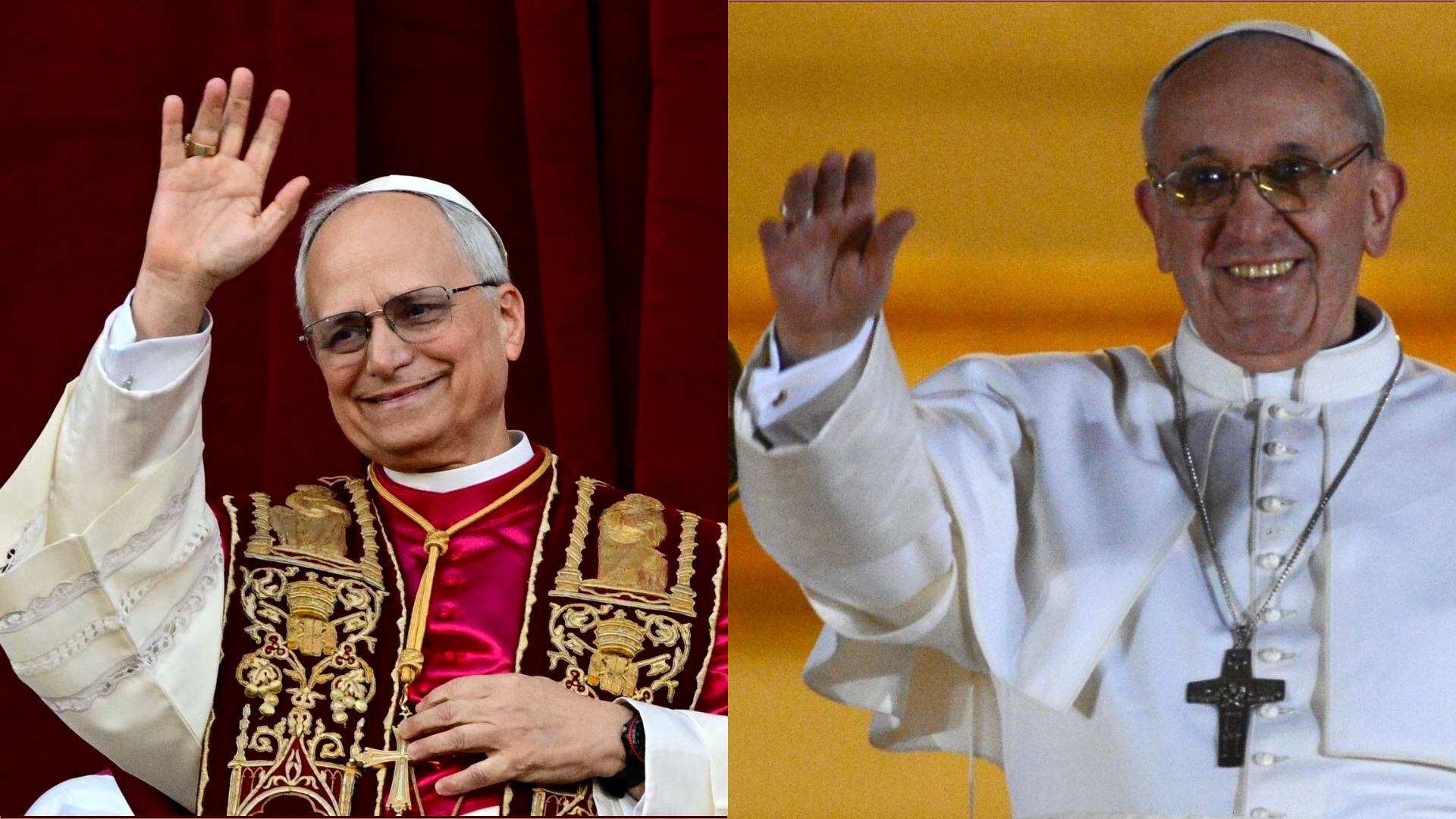 La primera aparición pública de León XIV y Francisco ante los feligreses.