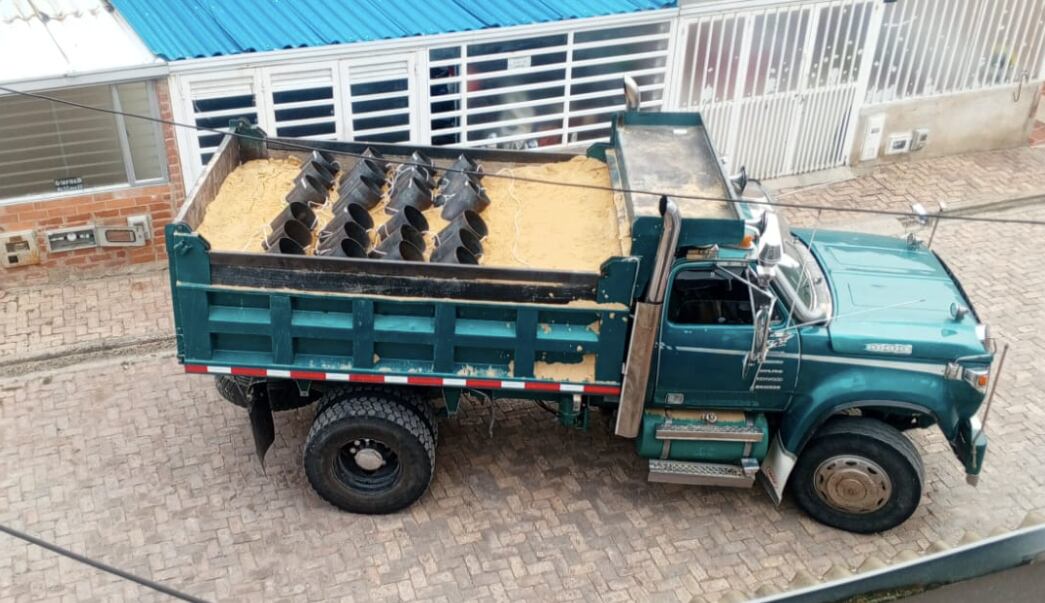 La volqueta hallada en Tunja.