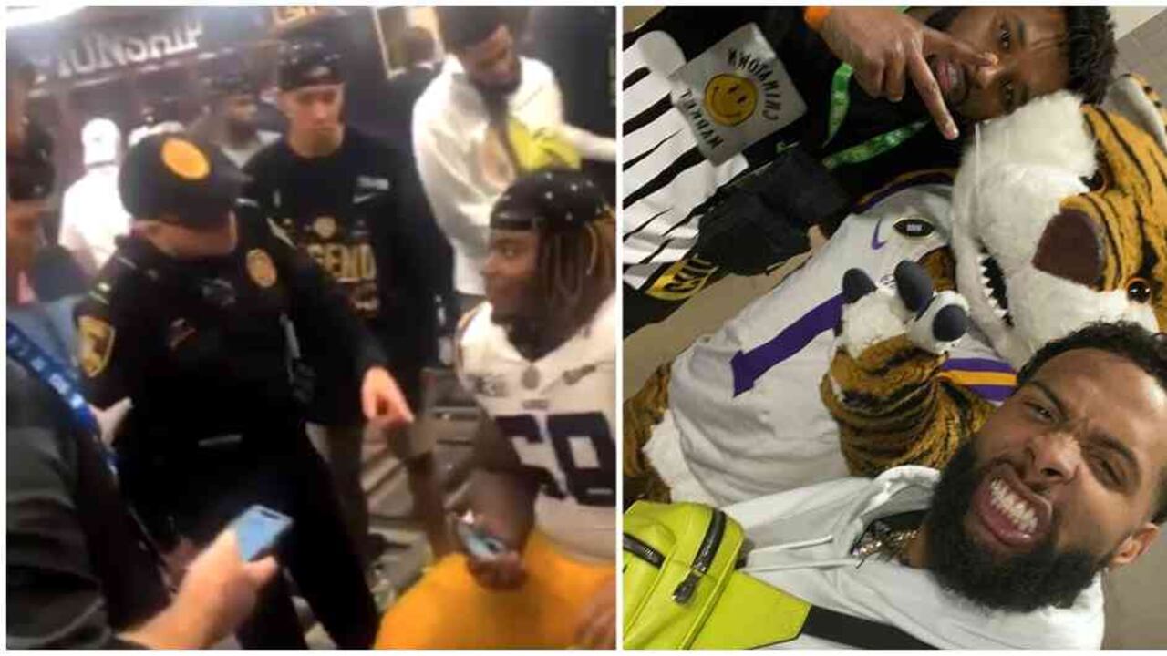 El hecho se dio durante la celebración de los LSU Tigers en el camerino del Superdome de New Orleans.