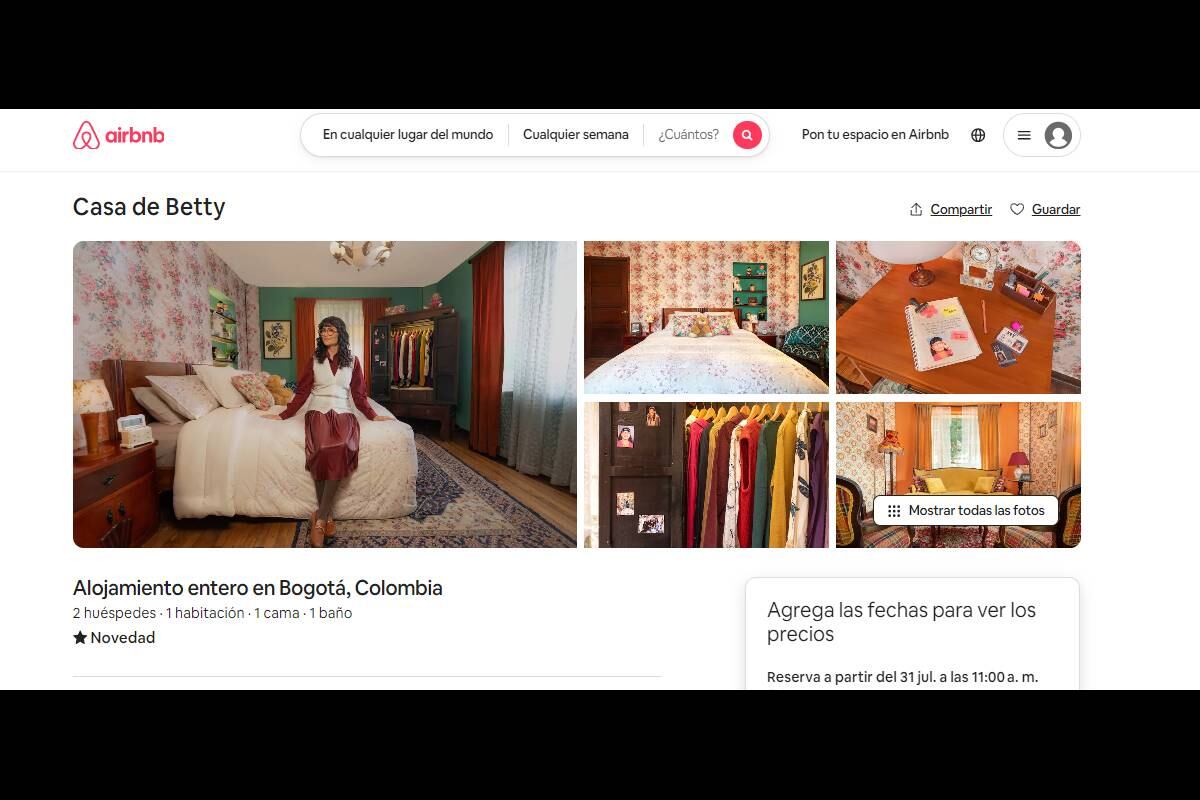 Perfil de la casa de Betty la fea en AirBnb