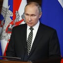 El presidente ruso, Vladimir Putin, se dirige a la audiencia en la reunión anual de la junta del Ministerio de Defensa en Moscú el 21 de diciembre de 2021.(Photo by Mikhail Tereshchenko / SPUTNIK / AFP)