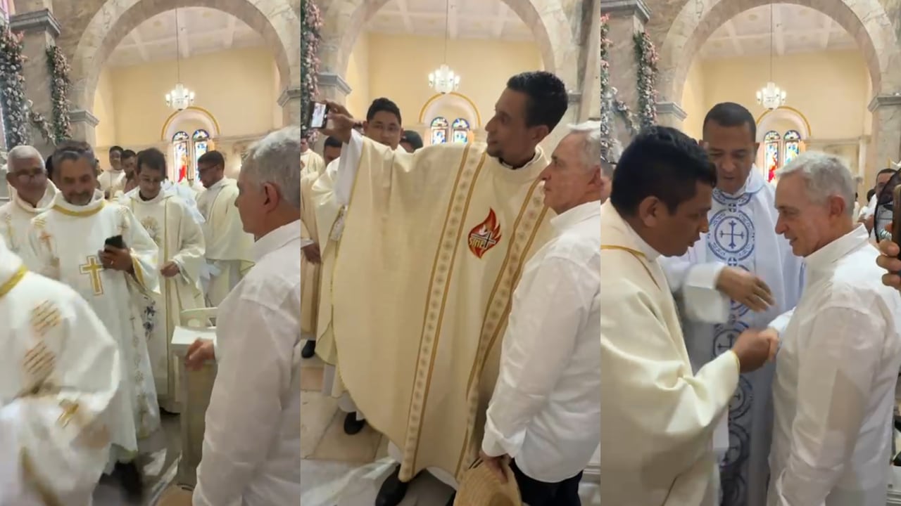 Álvaro Uribe en la Catedral Nuestra Señora de los Remedios en Riohacha.
