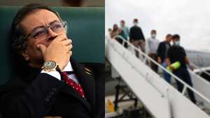 Gustavo Petro y colombianos deportados de los Estados Unidos.