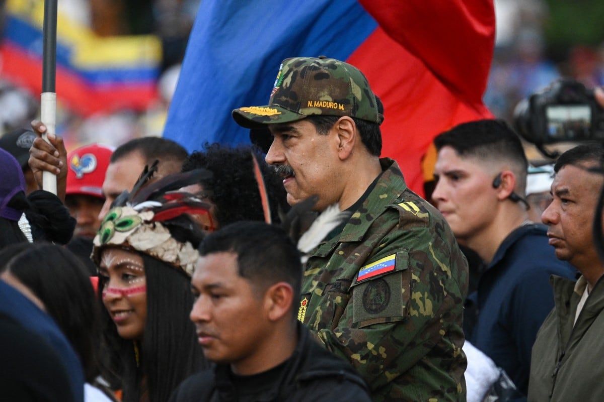 Nicolás Maduro en un evento multitudinario