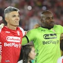 Hugo Rodallega, Daniel Torres y Andrés Mosquera Marmolejo: jugadores de Independiente Santa Fe.