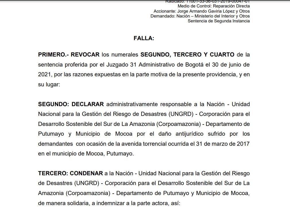 Fallo tragedia Mocoa