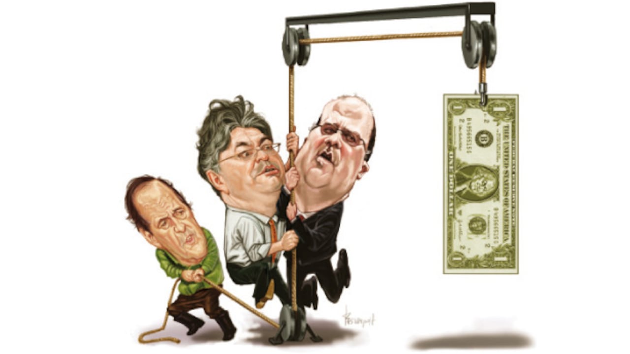 Los ministros de Agricultura, Juan Camilo Restrepo, de Hacienda, Mauricio Cárdenas, y el gerente del Banco de la República, José Darío Uribe, esperan que con las medidas tomadas el dólar comience a subir.
