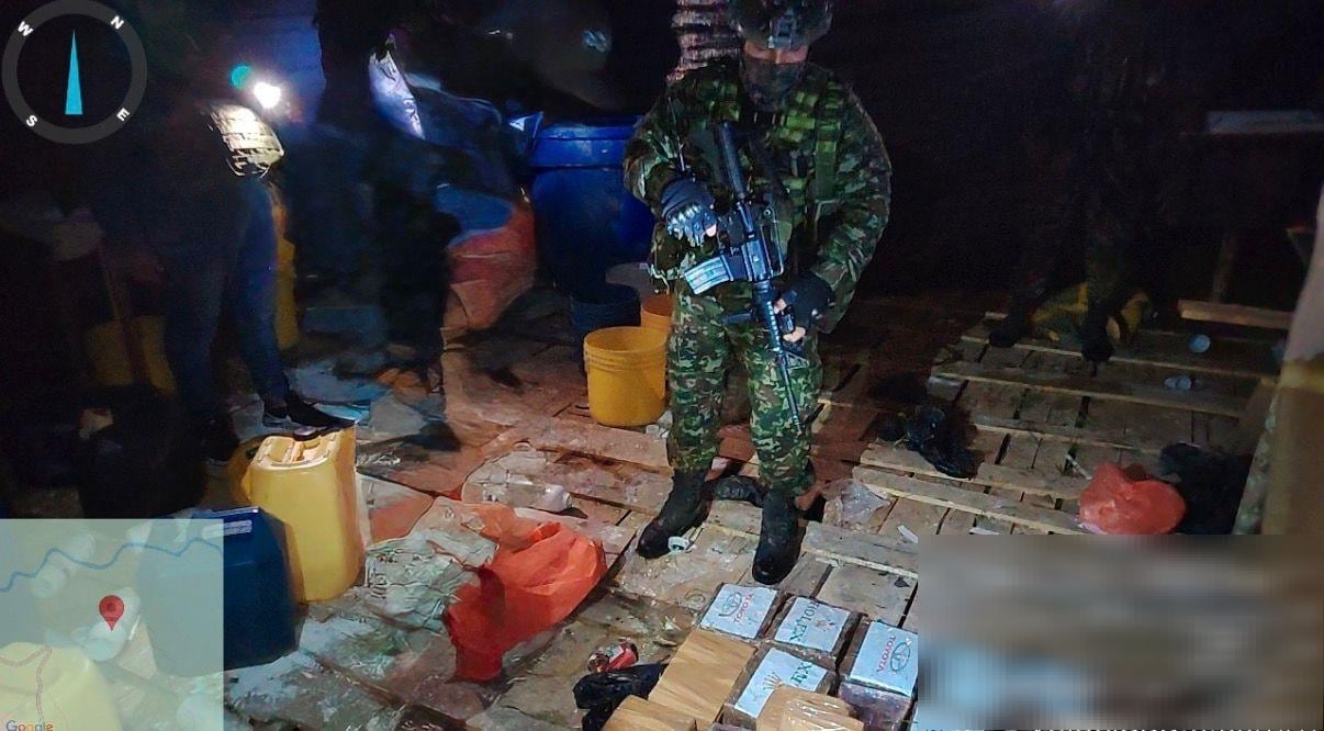 Laboratorio de cocaína encontrado por el Ejército en Nariño.