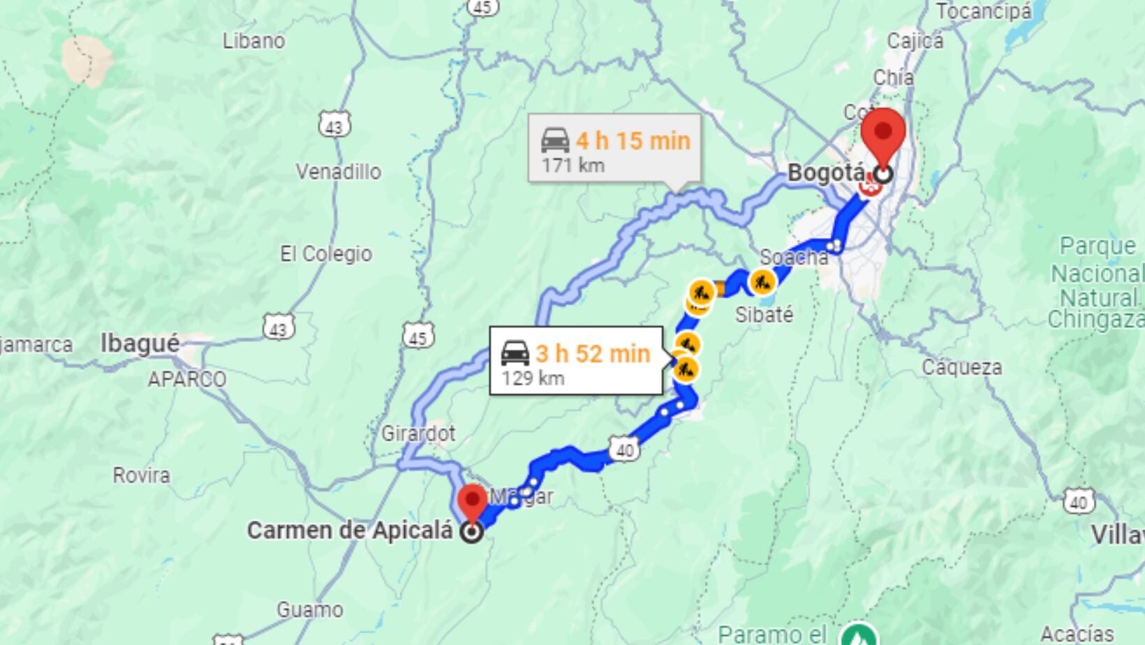 ¿Cuánto dura el viaje de Bogotá a Carmen de Apicalá? Conozca la mejor ruta y cuál es la opción de transporte más barata