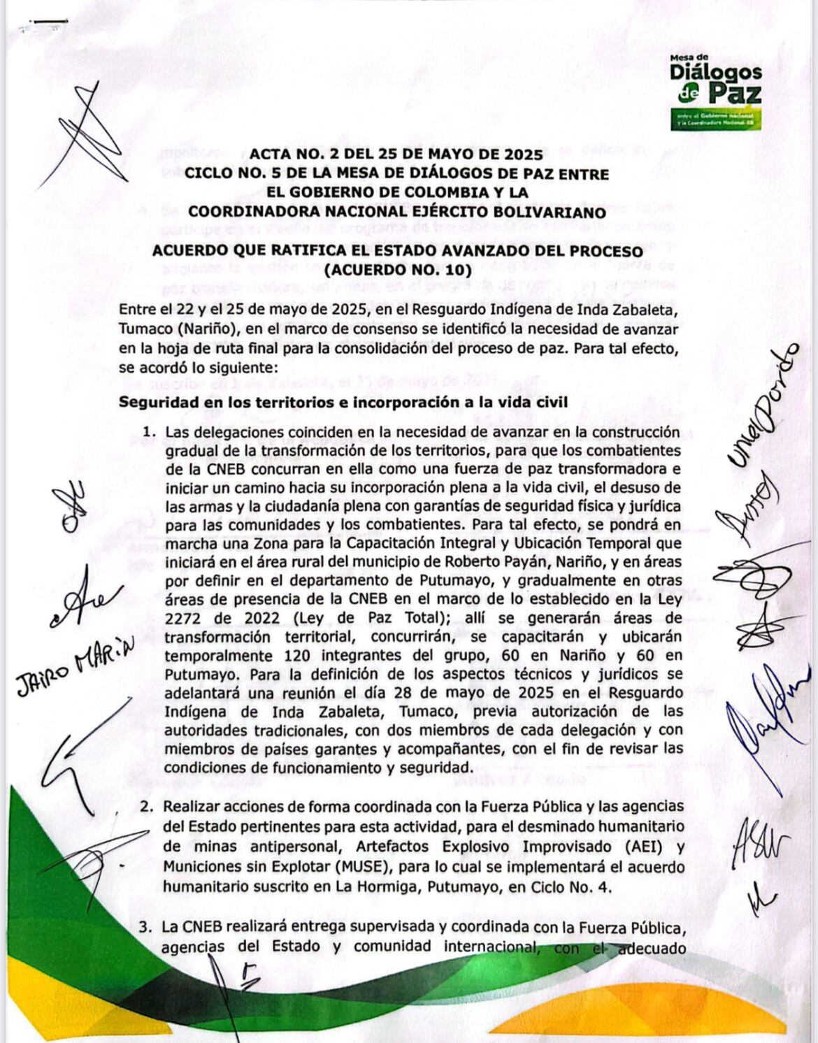 Esta es una de las páginas del comunicado en el que se anunció la zona.