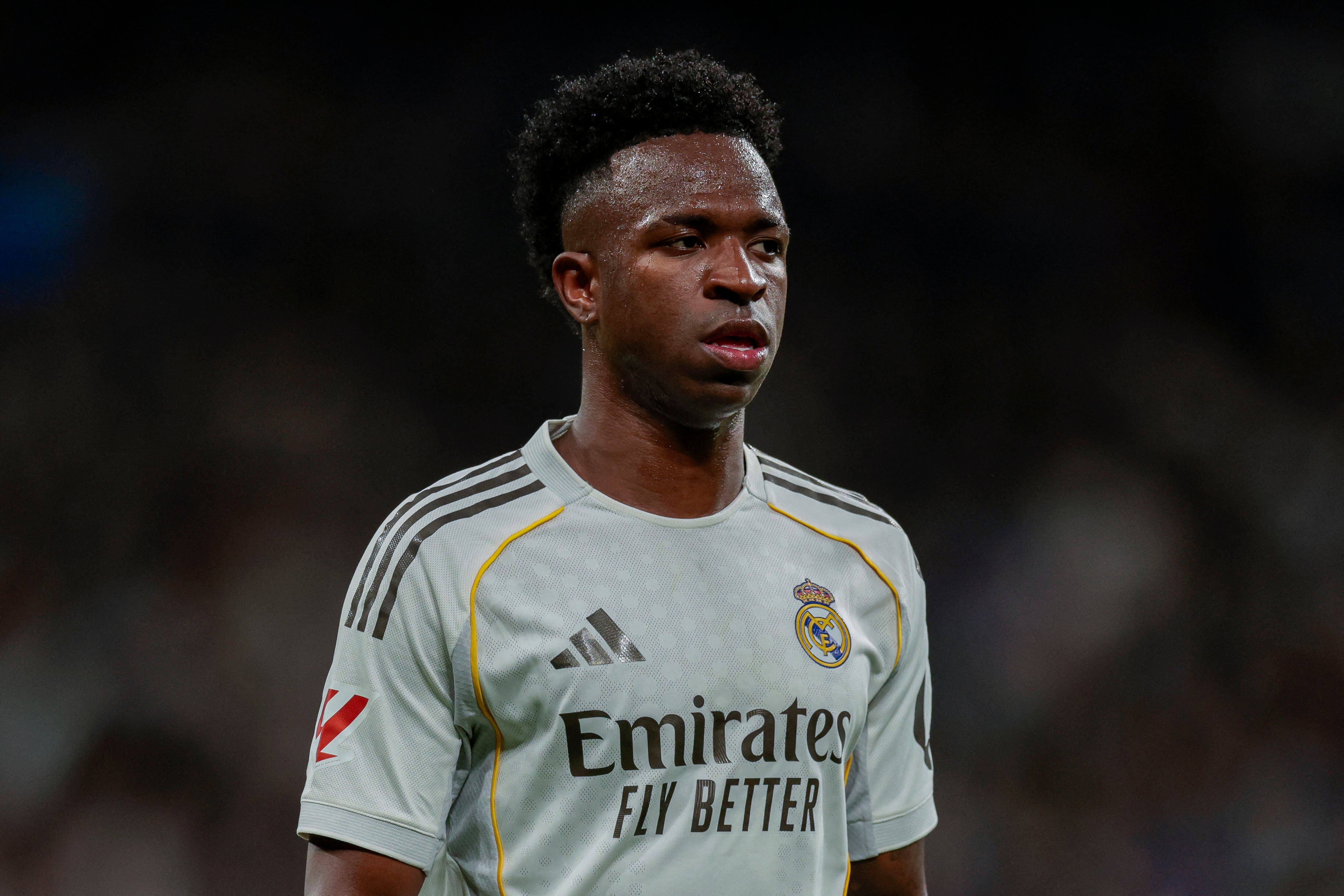 Vinicius Junior of Real Madrid CF is in action during the La Liga EA Sports match between Real Madrid CF and Real Betis at Bernabeu Stadium in Madrid, Spain, on January 4, 2026. (Photo by Jose Luis Contreras/NurPhoto) (Photo by Jose Luis Contreras / NurPhoto via AFP)