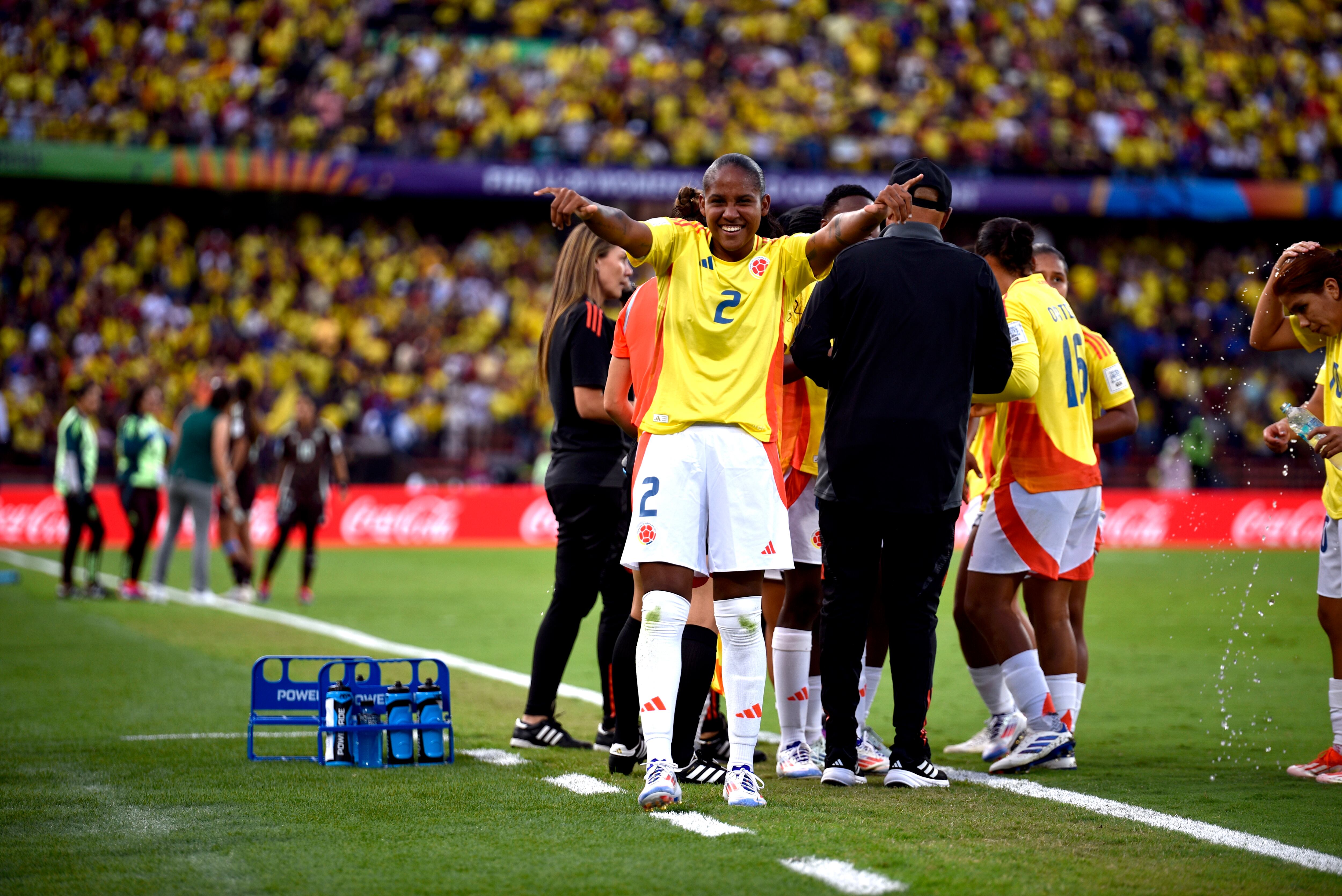 Imagen del partido entre la Selección Colombia Sub-20 contra su similar en México, en el juego de la tercera fecha del Grupo A de la Copa Copa del Mundo Femenina Sub-20 2024.