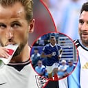 Harry Kane, Lionel Messi y Kylian Mbappé