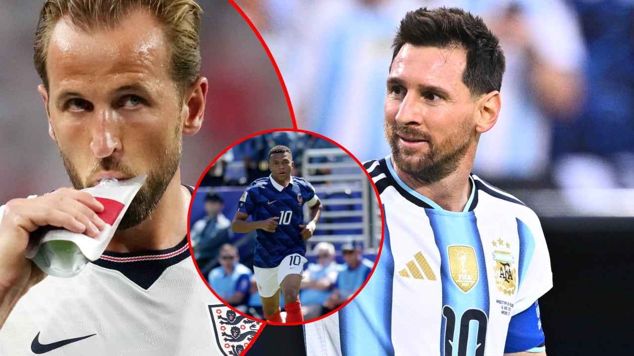 Harry Kane, Lionel Messi y Kylian Mbappé