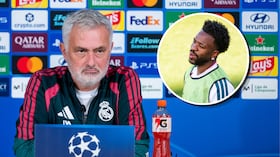 José Mourinho (izq.) volvió a hablar sobre Vinícius Júnior (der.).