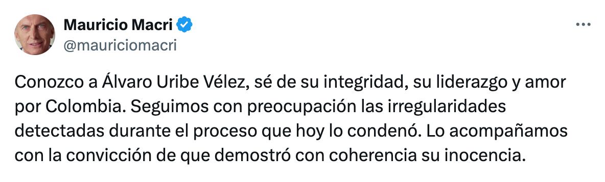 Mensaje emitido por el exmandatario argentino