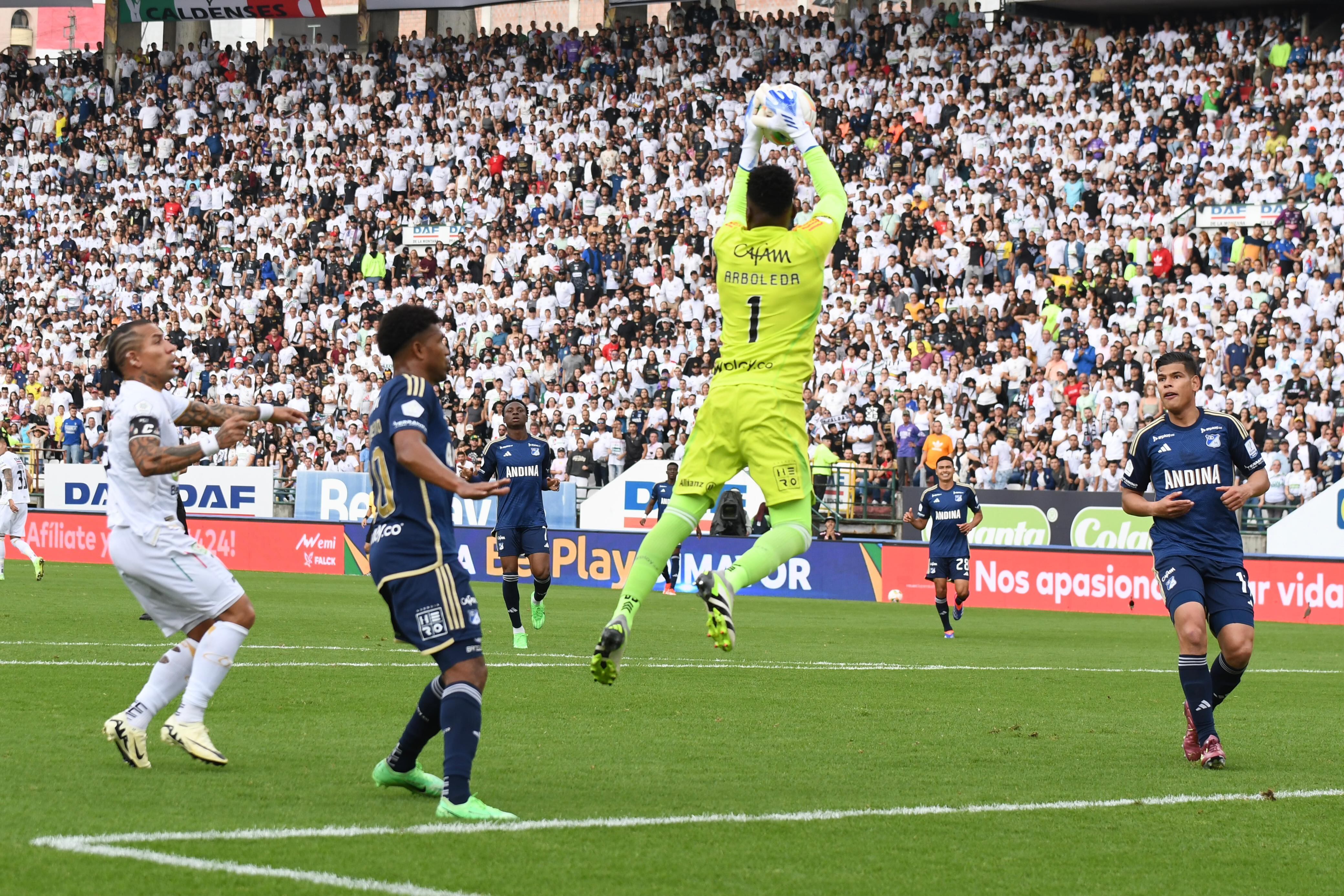 Imagen del partido entre Once Caldas y Millonarios por la fecha 9 del segundo semestre de la Liga colombiana 2024.