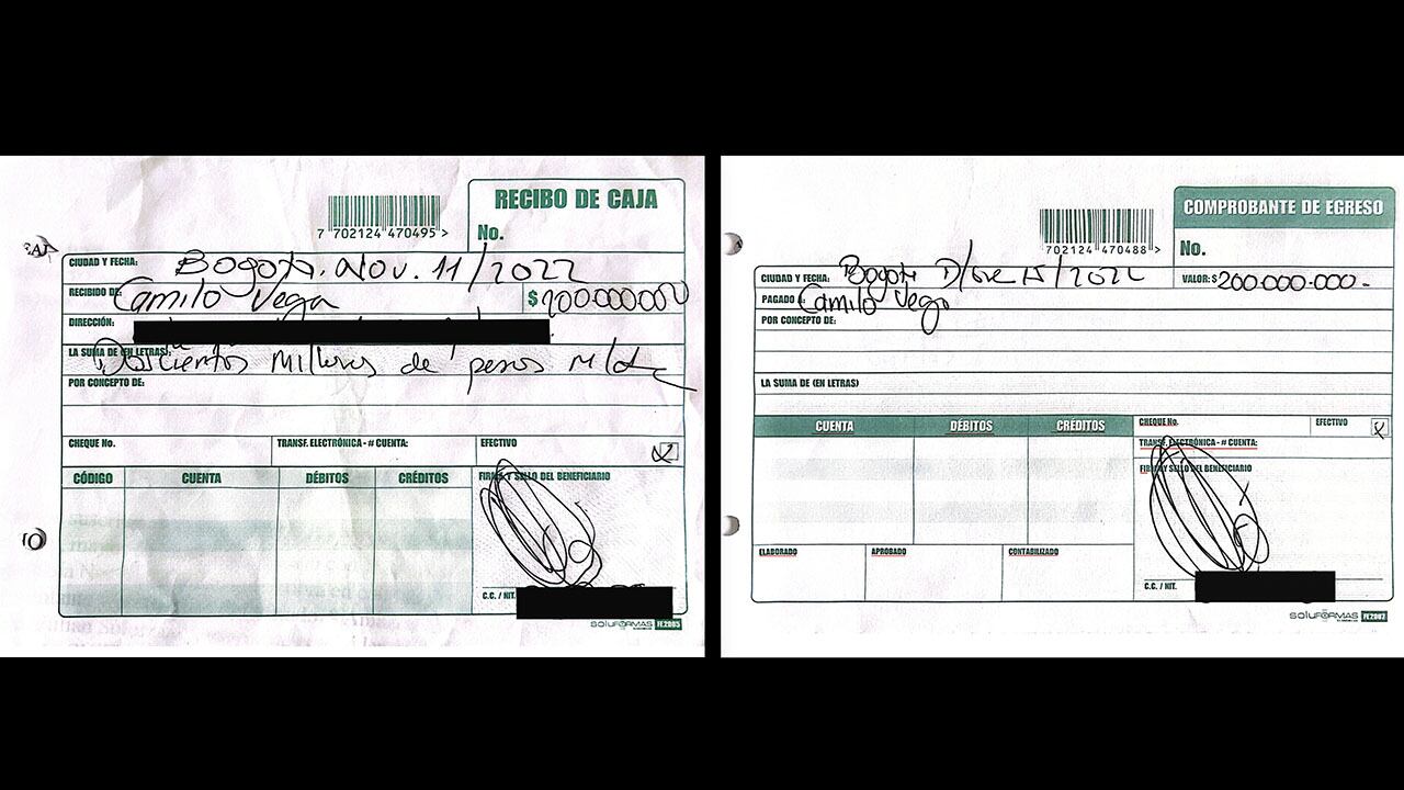 Entre los archivos probatorios que se adjuntaron en la denuncia ante la Fiscalía, también reposan recibos de caja firmados entre los inversionistas y el director de cine. 