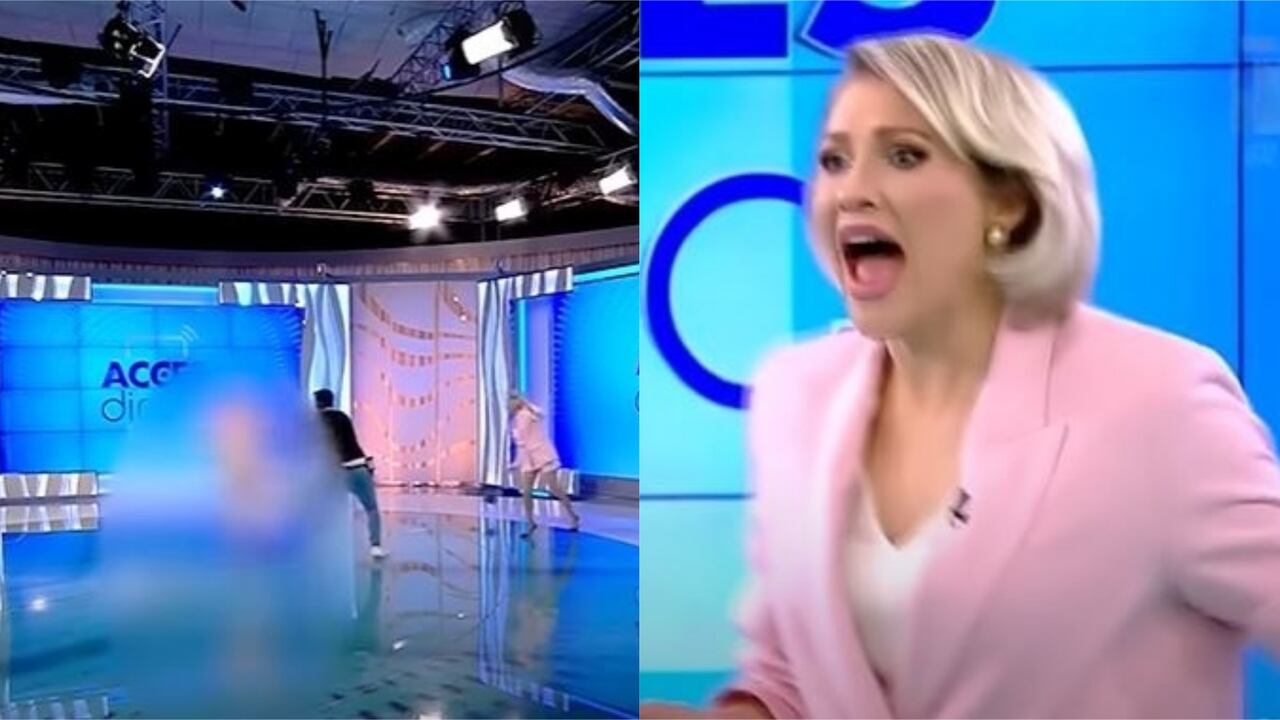 Video: mujer desnuda intentó atacar a una presentadora en plena transmisión en vivo