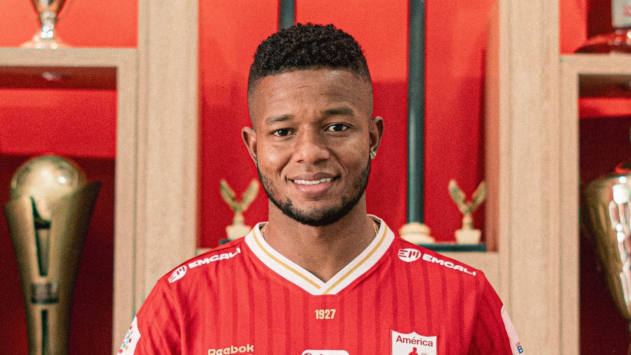 Yhormar Hurtado en su presentación como fichaje de América de Cali.