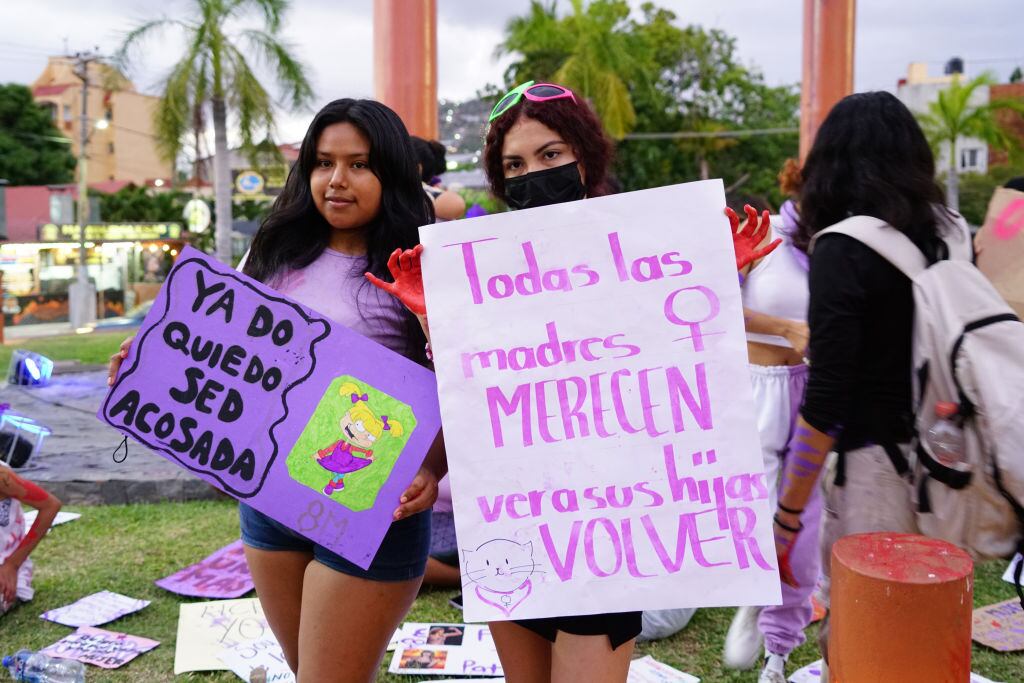 March 8, 2024, Zihuatanejo, Mexico:  Women during a rally as part of the International Women's Day  commemoration. (Photo by Amaresh V. Narro) (Photo credit should read Amaresh V. Narro/ Eyepix Group/Future Publishing via Getty Images)
