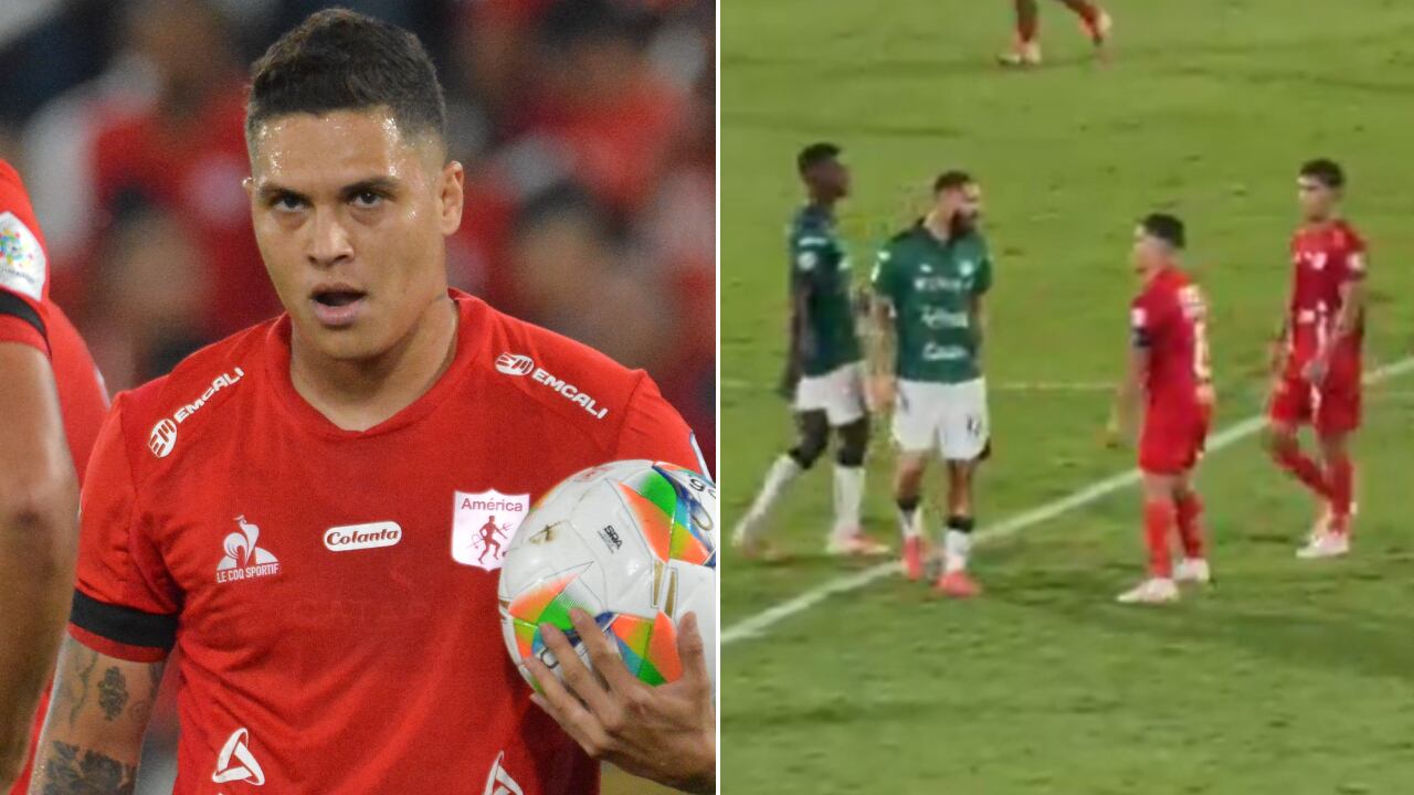 Juan Fernando Quintero no se dejó y le respondió a José Caldera en el partido de América vs. Cali