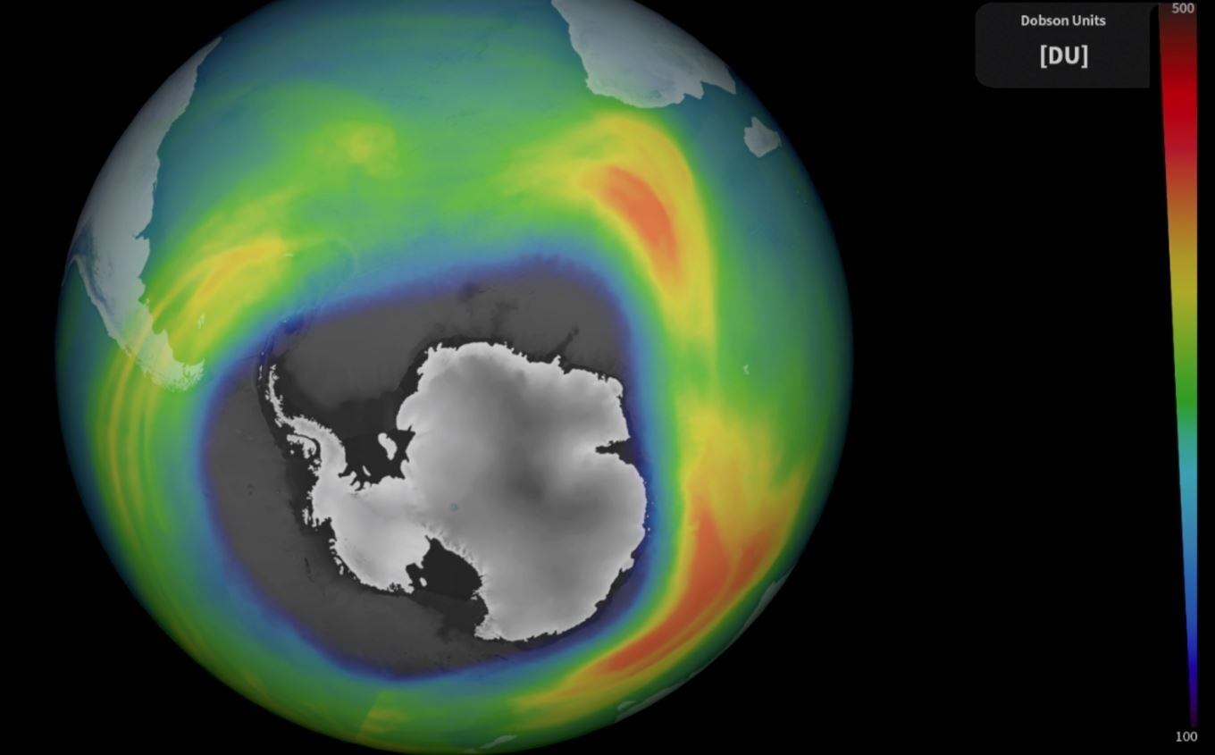 Agujero de la capa de ozono en el invierno austral de 2023.