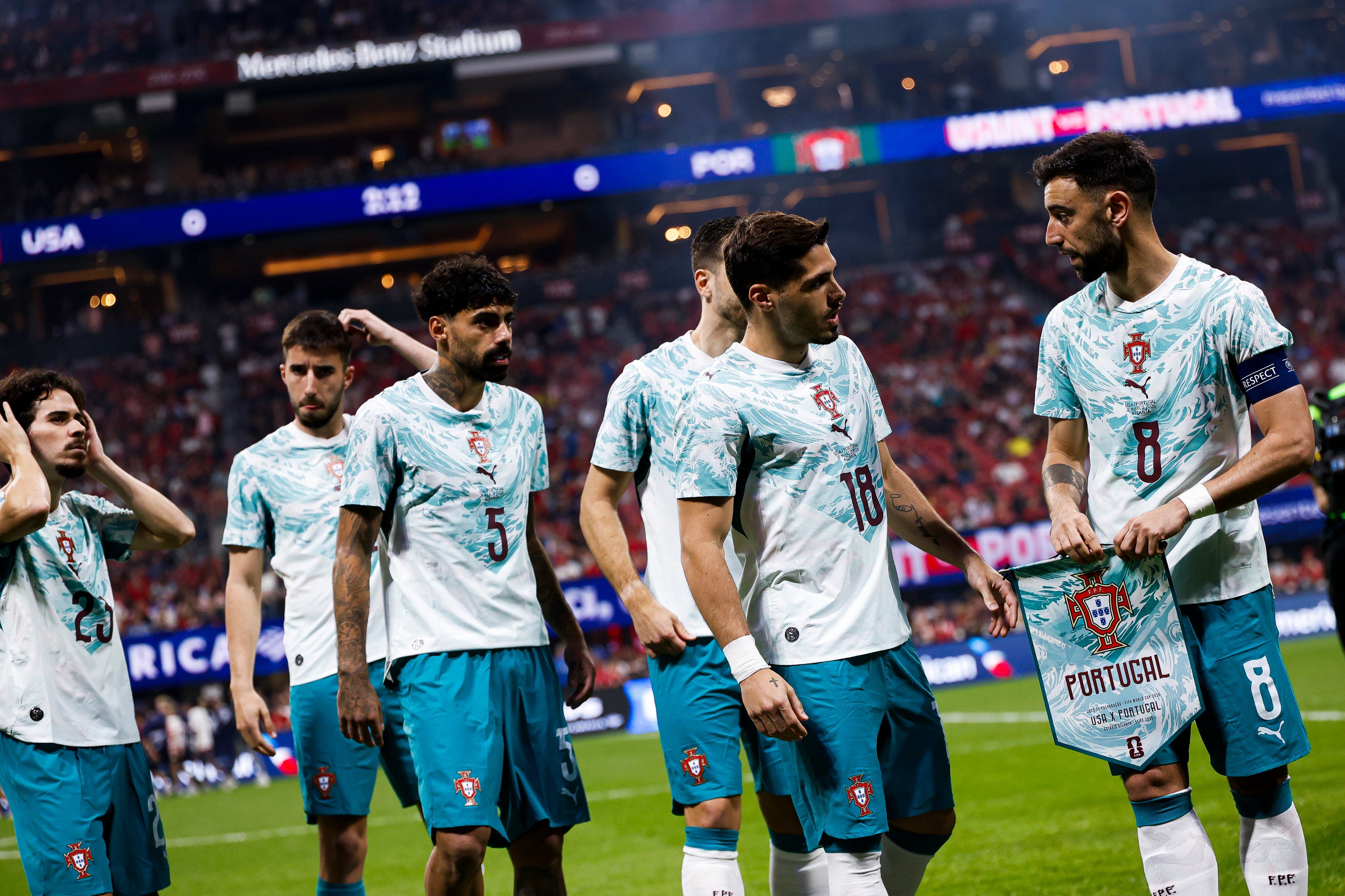 Jugadores de Portugal antes de enfrentar a Estados Unidos.