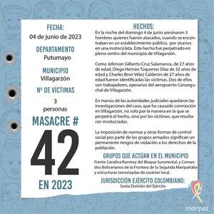 Masacre número 42 en Villagarzón, Putumayo.