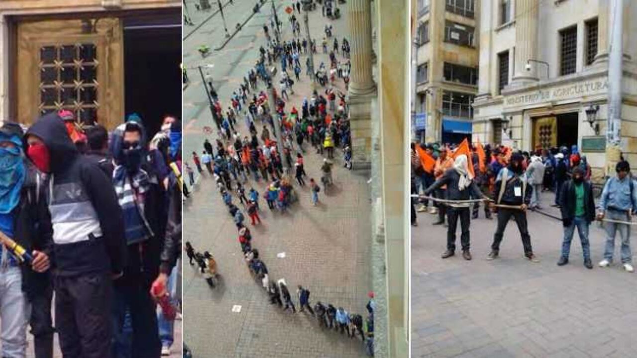 Indigenas protestan en el Ministerio del Agricultura.