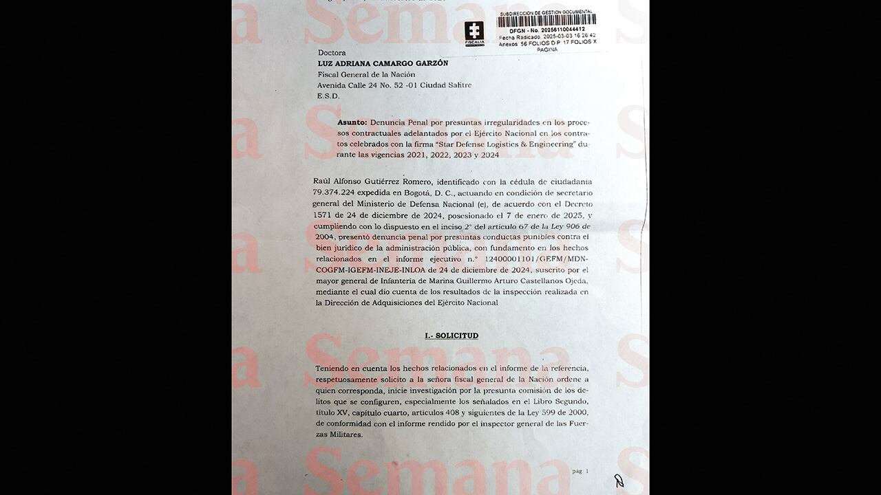 SEMANA tiene en su poder la denuncia del Ministerio de Defensa, en la que revela lo que serían graves hechos de corrupción en la compra de repuestos para los blindados que donó Estados Unidos.