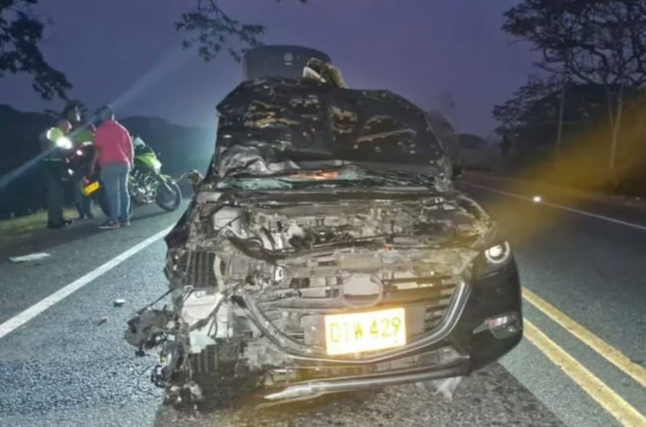 Carro en el que iba Andrea Lugo, junto a su esposo.