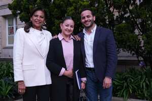 Gobernadora de Sucre, Lucy García Montes, la ministra del Deporte, Luz Cristina López Trejos, y el gobernador de Córdoba, Erasmo Zuleta.