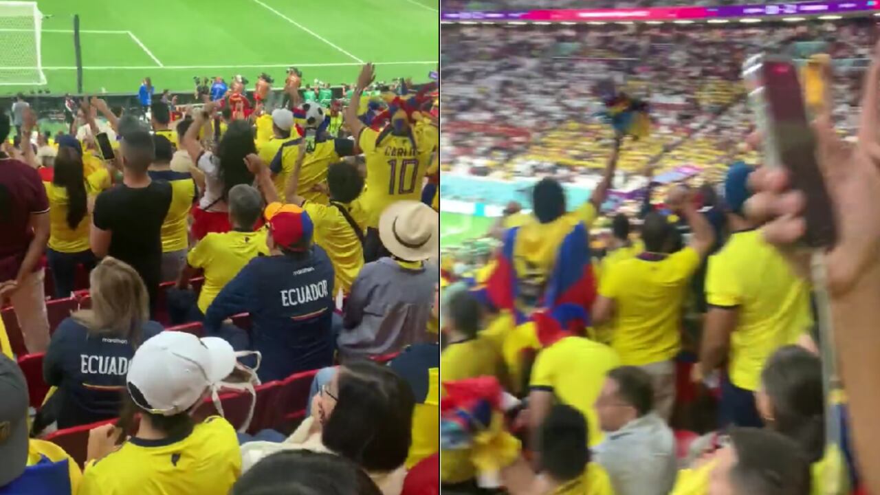 Hinchas de Ecuador protestaron en el estadio Al Bayt por la prohibición de alcohol en las tribunas.