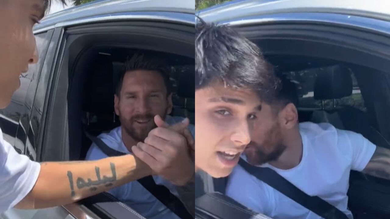 El momento en que Messi es besado por un aficionado.