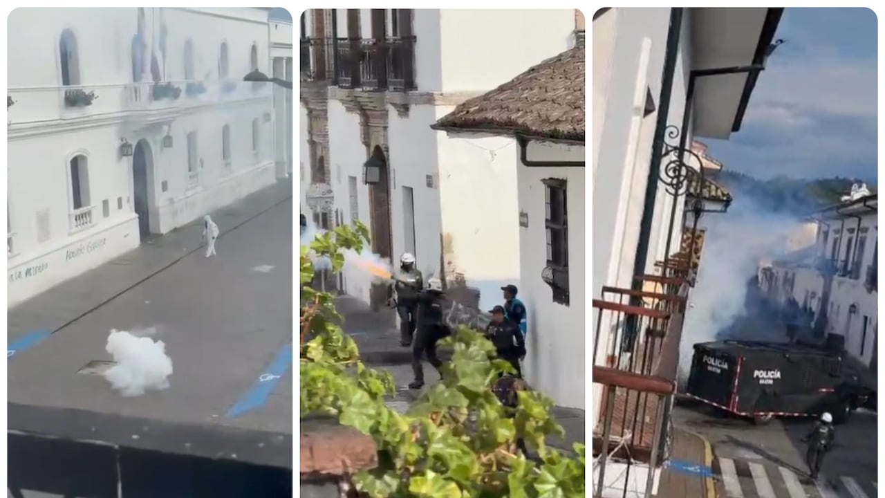 Tensión en Popayán: Encapuchados intentan tomarse el Palacio Municipal en medio de protestas del 14 de octubre.