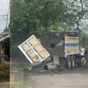 La zona en la que ocurrió todo y el camión en el que iban los explosivos.