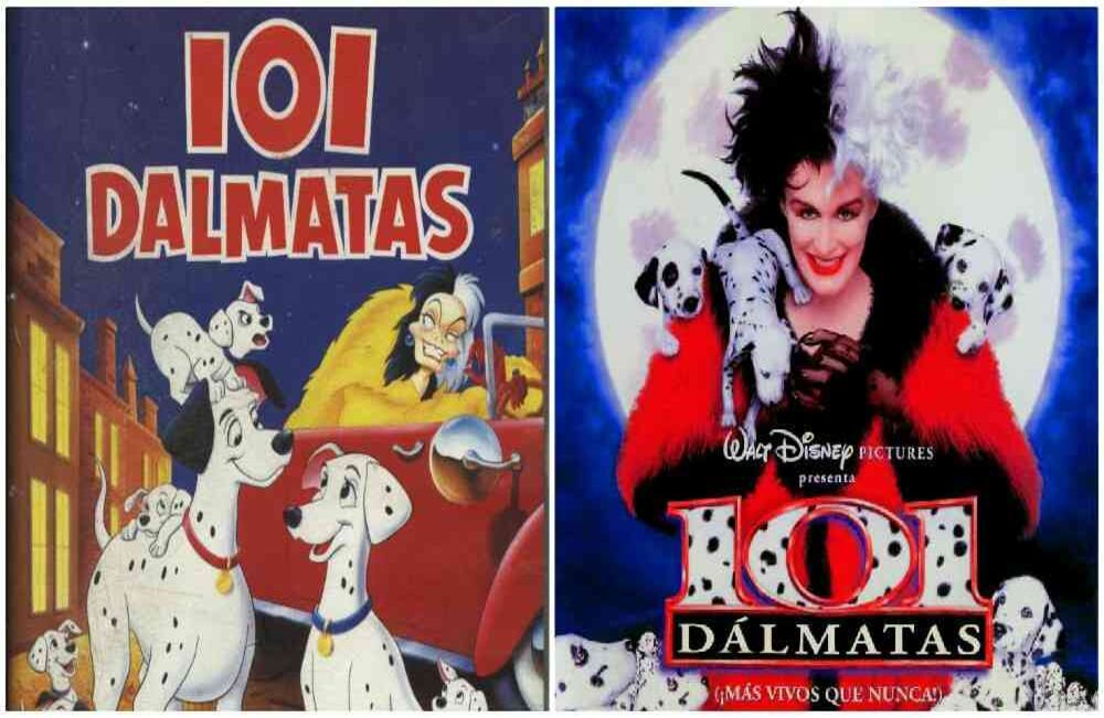 101 Dalmatas - En 1961, Pongo, Perdita y sus 101 cachorros protagonizaron junto a Cruella de Vil uno de los clásicos animados más recordados de Disney. La versión ‘live-action’ de esta película se estrenó en 1996. 