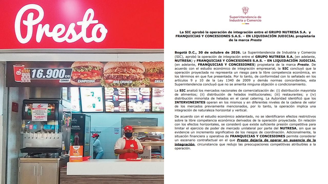 La entidad concluyó que la operación no representa riesgos para la libre competencia.