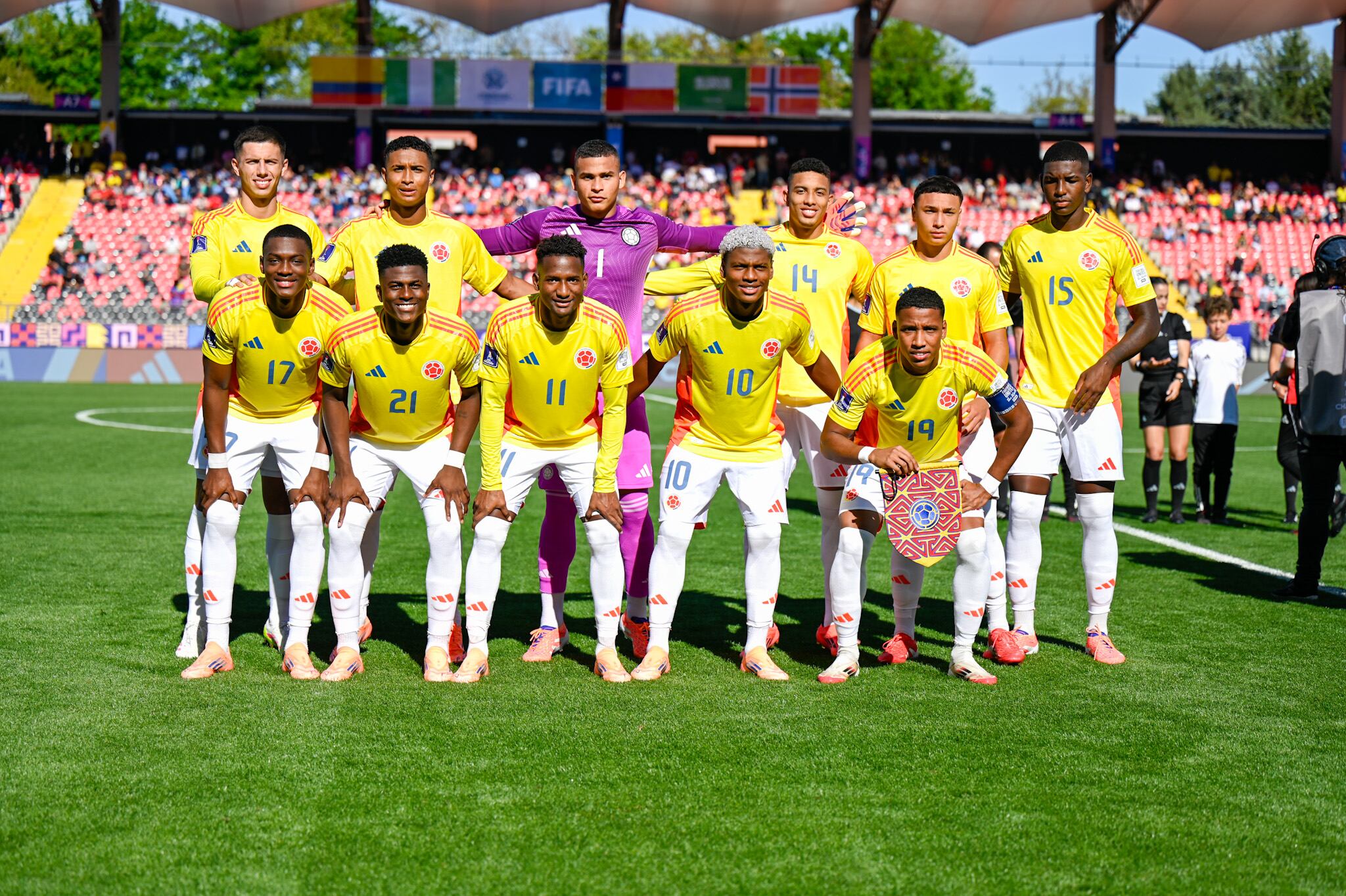 Imagen del partido entre Colombia y Noruega por la fecha 2 del Grupo F de la Copa del Mundo Sub-20 de 2025.