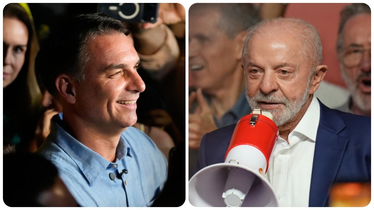 El candidato presidencial Flávio Bolsonaro y el presidente de Brasil Luiz Inácio Lula da Silva.
