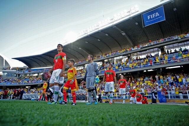 Partido entre Portugal y Nueva Zelanda, por el Mundial Colombia Sub 20 - 2011, disputado en el Pascual Guerrero de Cali. Para ese momento las mallas ya no estaban.