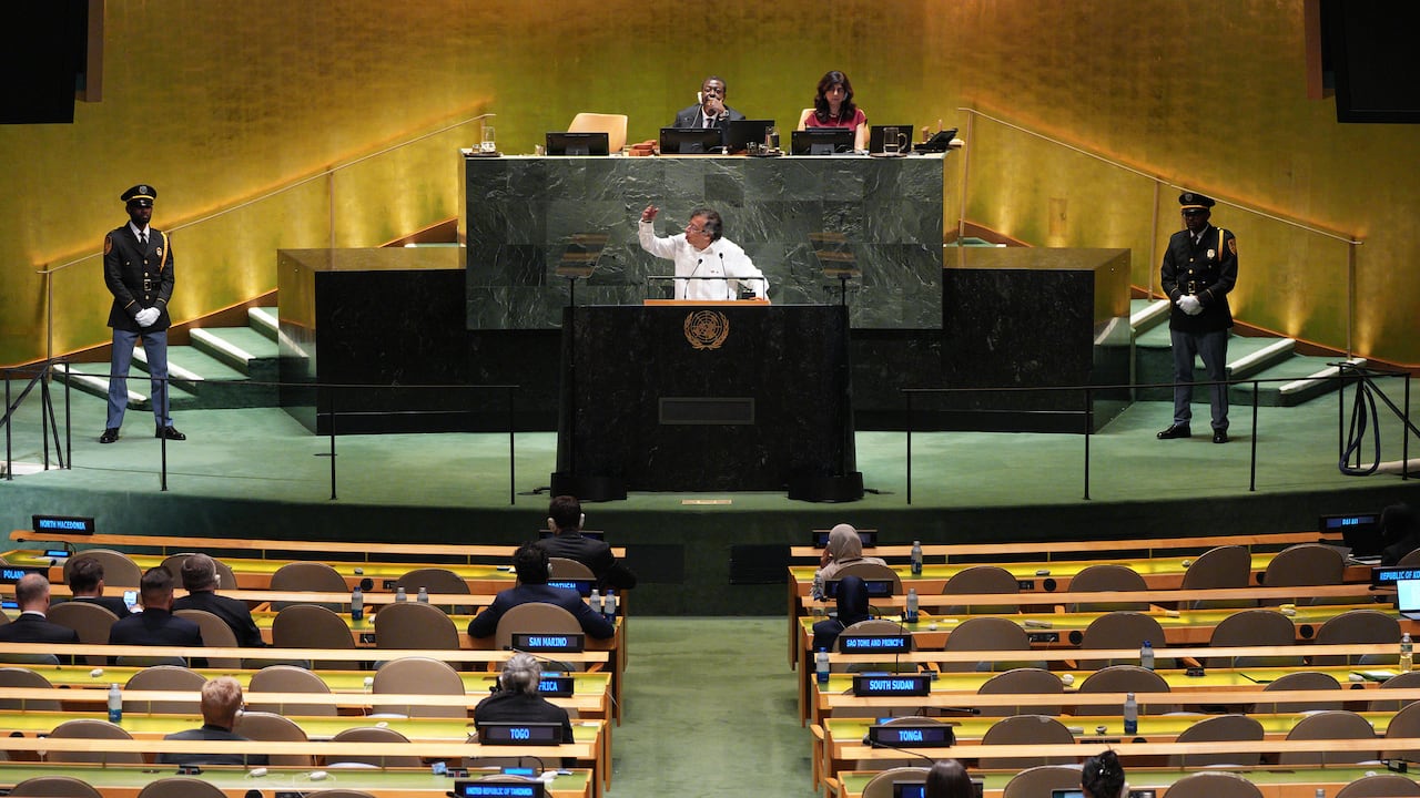 El presidente, Gustavo Petro, en su discurso ante la Organización de las Naciones Unidas (ONU), en Nueva York (Estados Unidos), el 23 de septiembre de 2025.