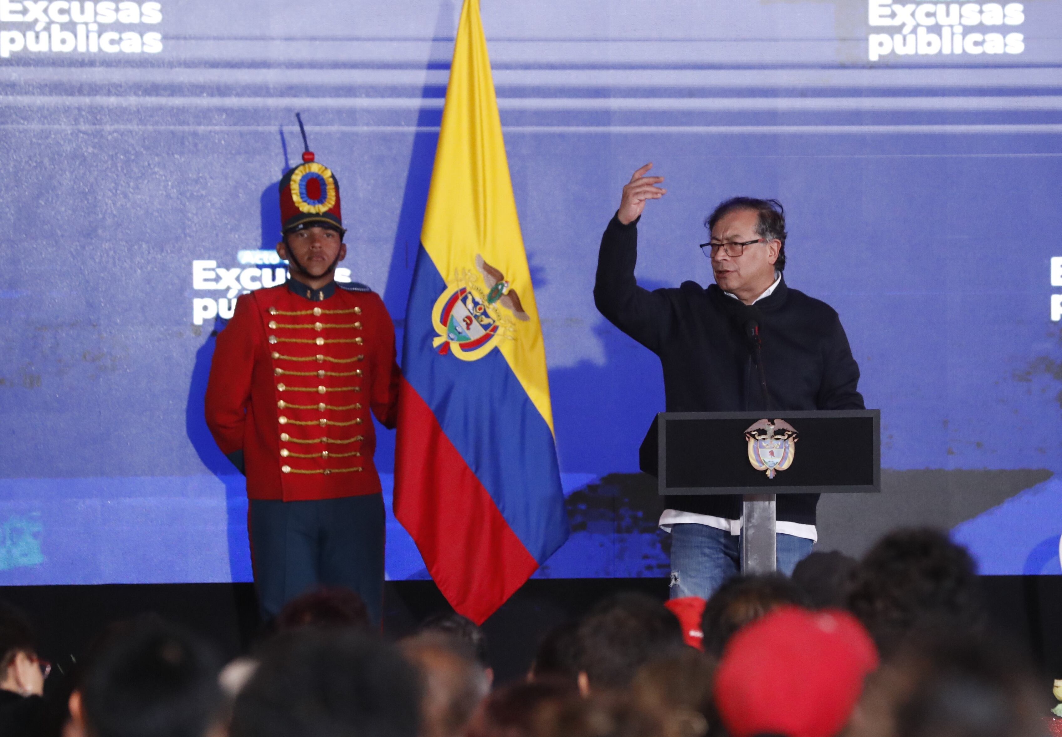 Presidente Gustavo Petro en el acto de perdón del Estado por los falsos positivos