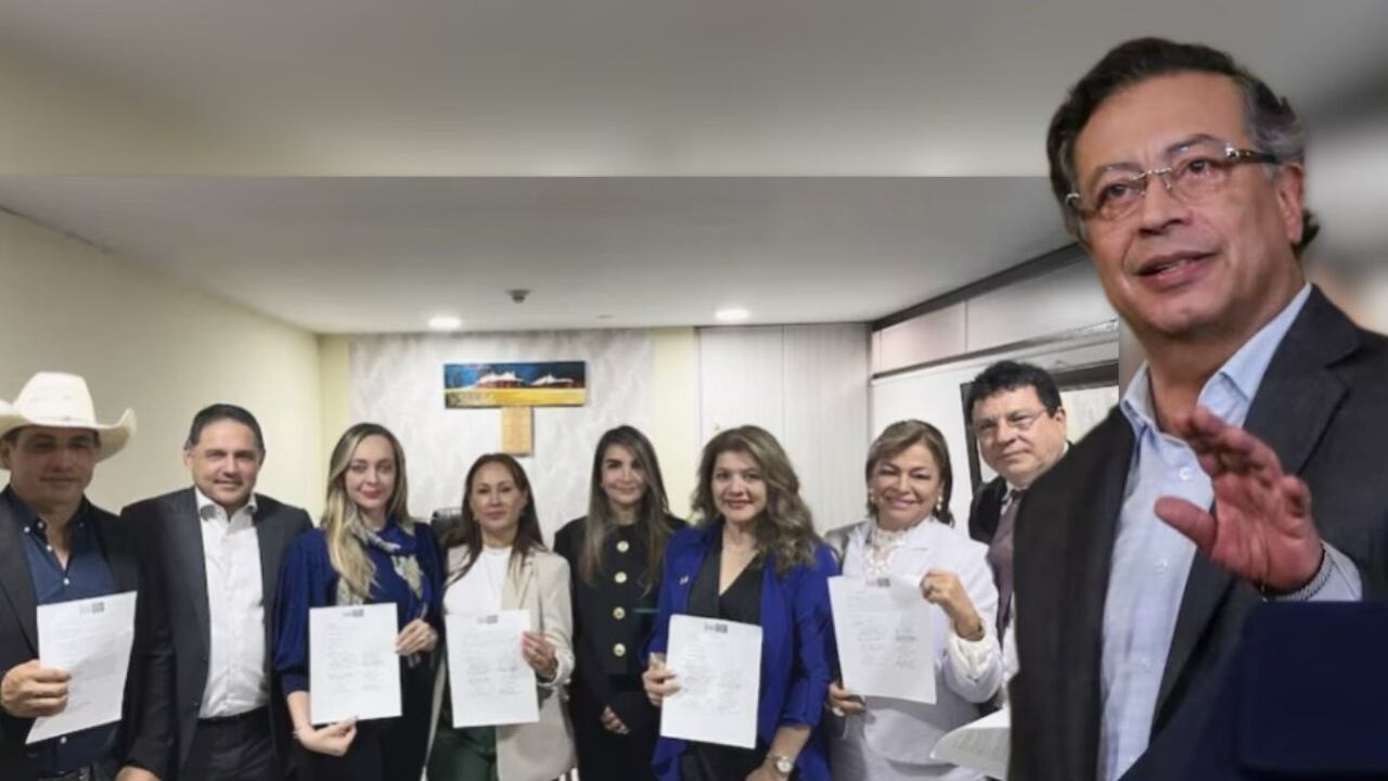 Gustavo Petro y los ocho senadores de la Comisión Séptima.