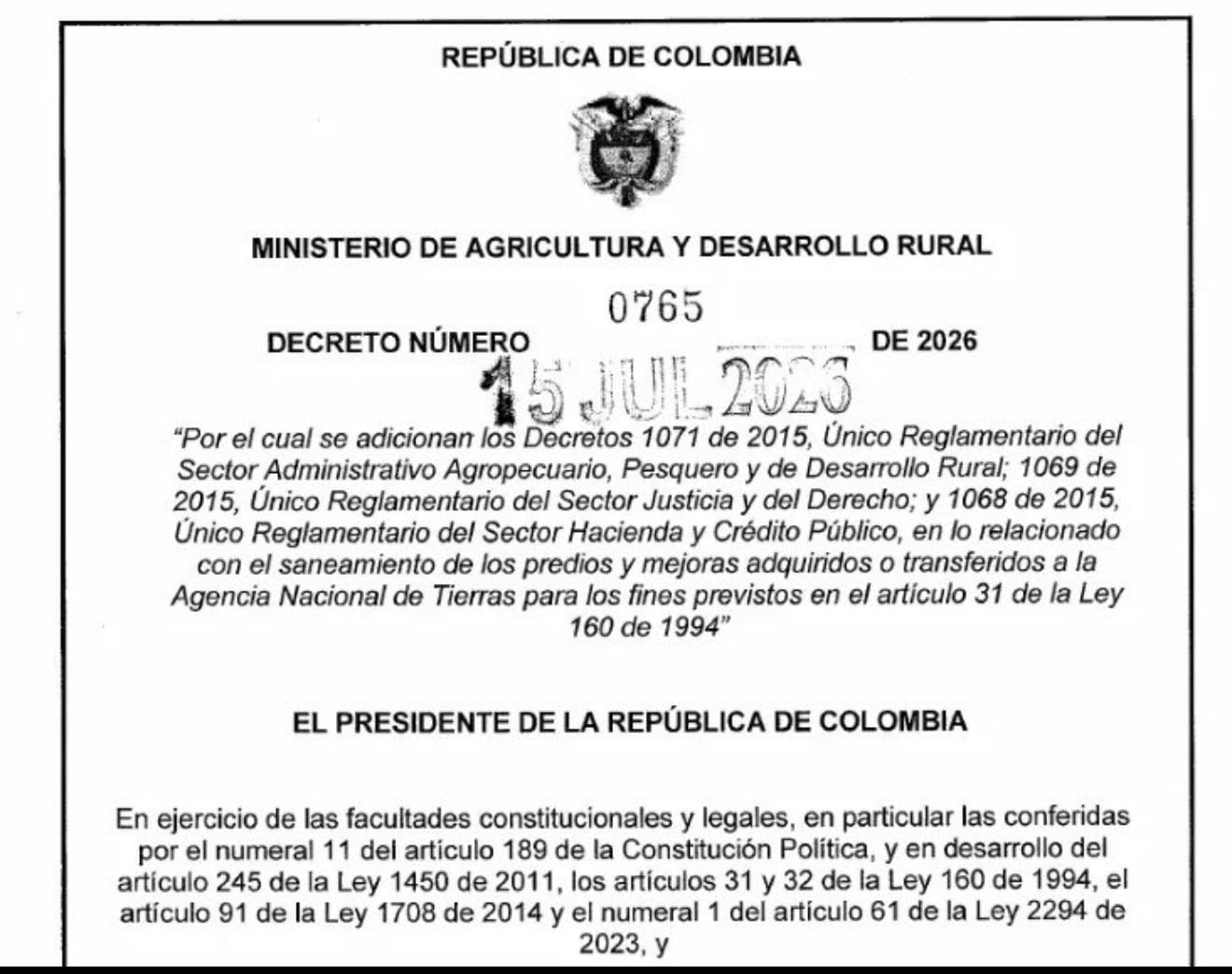 El polémico decreto del Ministerio de Agricultura.