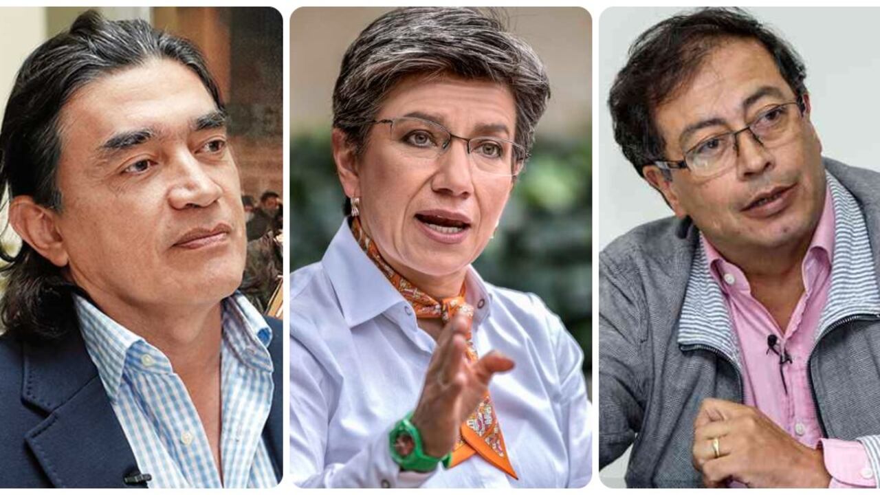 El senador Gustavo Bolívar, la alcaldesa Claudia López y Gustavo Petro