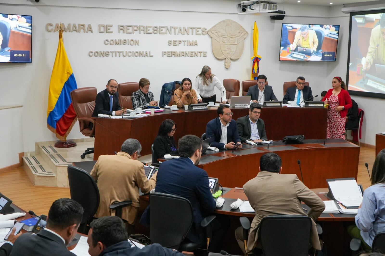 Primer debate de la reforma laboral en la Comisión Séptima de la Cámara de Representantes.