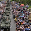 desfile militar del Día de la Independencia, en Bogotá, Colombia, el sábado 20 de julio de 2024. Colombia celebra 214 años de independencia de España. (Foto AP/Fernando Vergara)