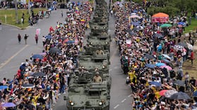 desfile militar del Día de la Independencia, en Bogotá, Colombia, el sábado 20 de julio de 2024. Colombia celebra 214 años de independencia de España. (Foto AP/Fernando Vergara)
